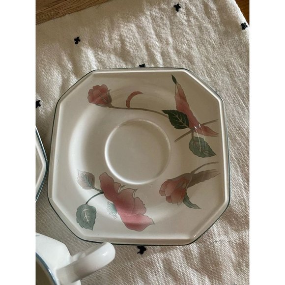 Mikasa Lot of 2 VTG Continental Teacup and Saucer Sets Pink Silk Flowers F 3003 - Picture 5 of 9